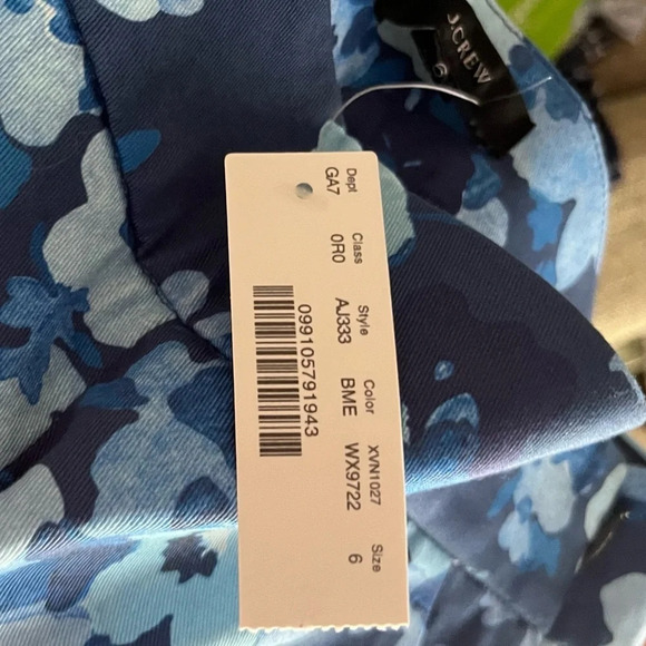 J. CREW Remi Pants in Blue Watercolor Begonia Floral Print 6 NWT AJ333 - Picture 5 of 7